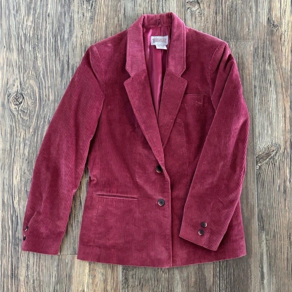Vtg Worthington Corduroy Blazer Jacket Womens 10 Mauve Pockets Career Preppy - Picture 2 of 10